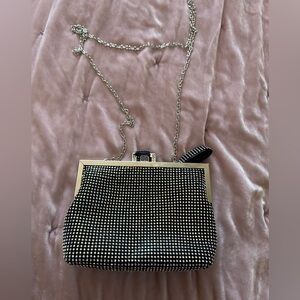 ANTONIO MELANI Silver Crystal Dress Occasion Clutch With Chain Strap WEDDING